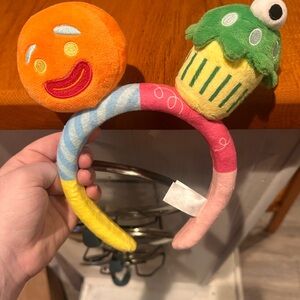 Colorful shrek Headband with Cupcake and Smiley Face